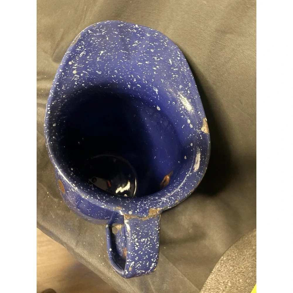 WWII USN Geuder Paeschke & Frey Co Blue Enamel Graniteware Pitcher 5 QT - Picture 4 of 9